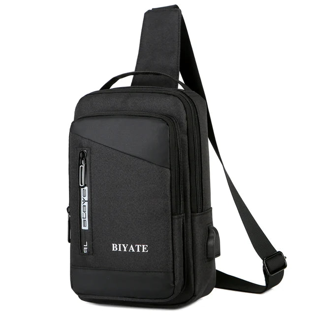 Bolso Bandolera Color Negro Puerto USB